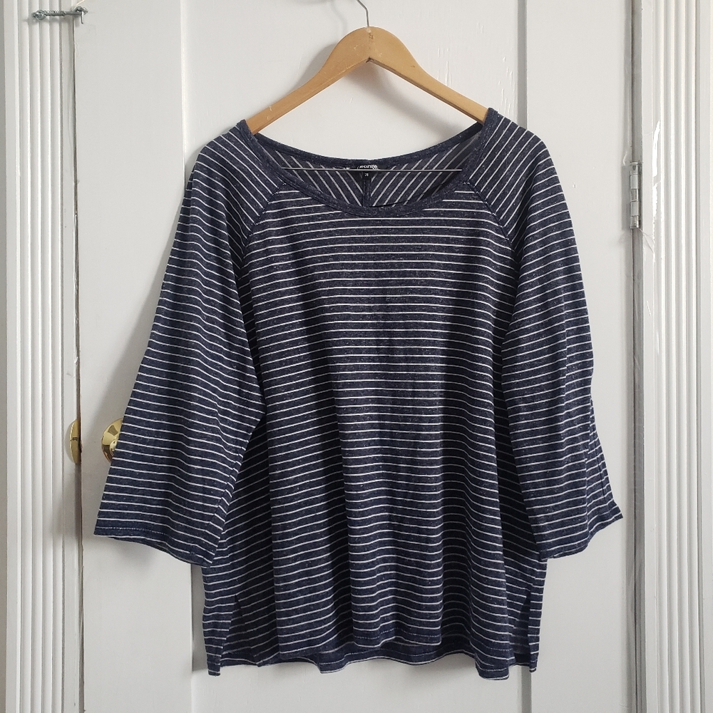 George Navy Striped Women's Shirt with Gentle 3/4 Sleeve XXL